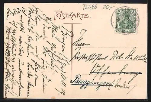Künstler-AK Eugen Felle: Bingen / Hohenzollern, Kirche, Ruine Hornstein, Bittelschiessertälchen Schloss Sigmaringen