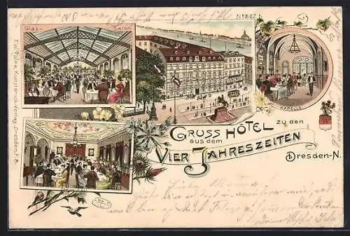 Lithographie Dresden-Neustadt, Hotel Vier Jahreszeiten, Neustädter Markt 8