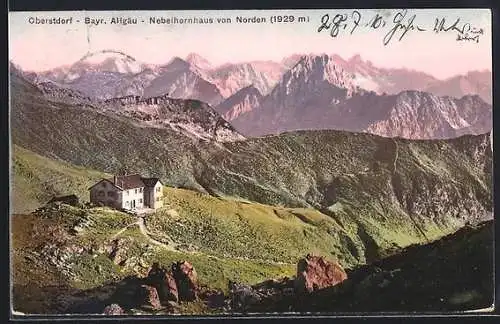AK Nebelhornhaus /Oberstdorf, Berghütte, Ansicht von Norden
