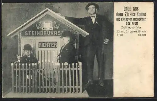 AK Zirkus Krone, Kleinste Menschen der Welt, Liliputaner