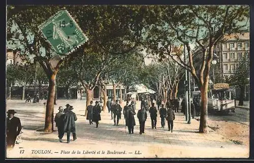AK Toulon, Strassenbahn am Place de la Liberté