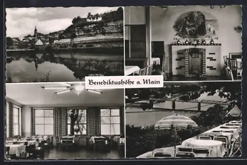 AK Retzbach, Gasthaus Benediktushöhe mit Gasträumen, Panoramaansicht