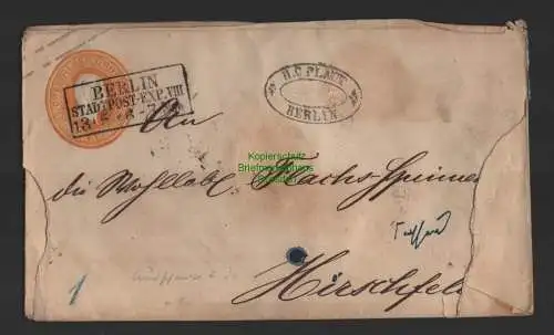 B14352 Preussen Ganzsache Berlin um 1865 nach Hirschfelde