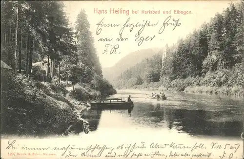 Karlsbad Eger Boehmen Etablissement Haus Hans Heiling Elbogen Becken Kat. Karlovy Vary
