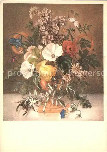 Kuenstlerkarte Emanuel Steiner Blumen Kaefer Schmetterling Kat. Kuenstlerkarte