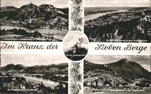 Koenigswinter Drachenfels Wolkenburg Rhoendorf Schloss Drachenburg Siebengebirge  Kat. Koenigswinter