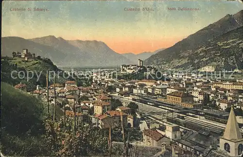 Bellinzona Panorama Castello di Schwyz Castello d Uri Kat. Bellinzona