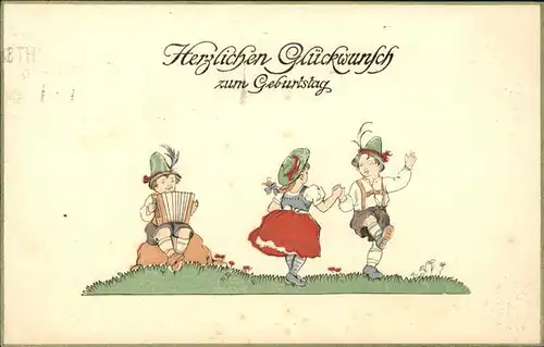 Tanz Taenzer Kinder Handharmonika Glueckwunsch Geburtstag / Tanz /
