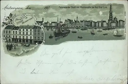 Antwerpen Postdampfer  Hotel Stadt Frankfurt