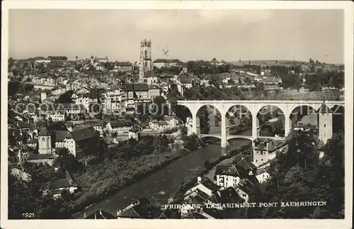 Fribourg FR La Sarine et le Pont Zaehringen Kat. Fribourg FR