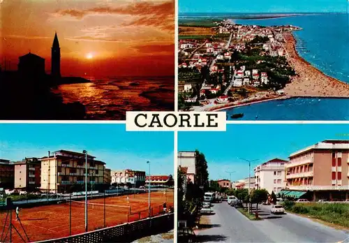 AK / Ansichtskarte  Caorle_Veneto_IT Sonnenuntergang Fliegeraufnahme Tennisplatz Strassenpartie