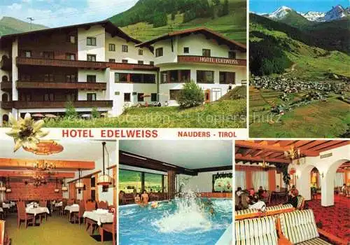 AK / Ansichtskarte Nauders Tirol AT Hotel Edelweiss Gastraeume Hallenbad Fliegeraufnahme
