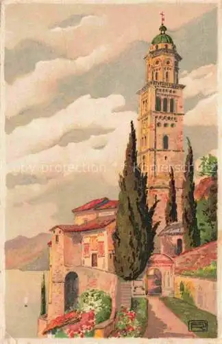 AK / Ansichtskarte Morcote Lago di Lugano TI Chiesa Kirche Kuenstlerkarte