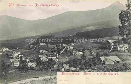 AK / Ansichtskarte Brueckenberg Krummhuebel Riesengebirge PL Panorama mit Schneekoppe