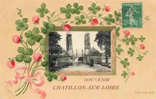 AK / Ansichtskarte Chatillon-sur-Loire Montargis 45 Loiret Pont sur la Loire Bilderrahmen Blumen Kuenstlerkarte