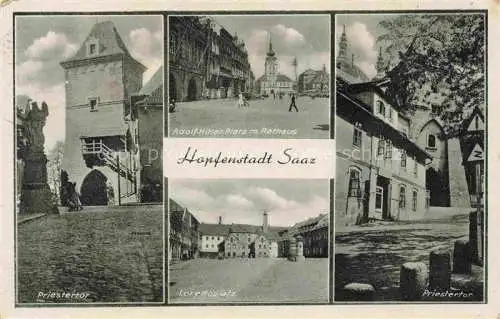 AK / Ansichtskarte Saaz Zatec Aussig CZ Priesertor Ringplatz Rathaus Lorettoplatz Hopfenstadt