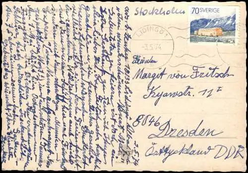 Postcard Stockholm Hafen Schiffe 1974  Servige